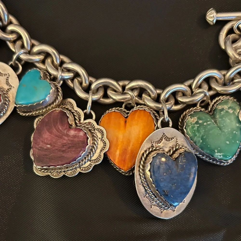 Colorful sterling Heart Charm Bracelet - Picture 5 of 9